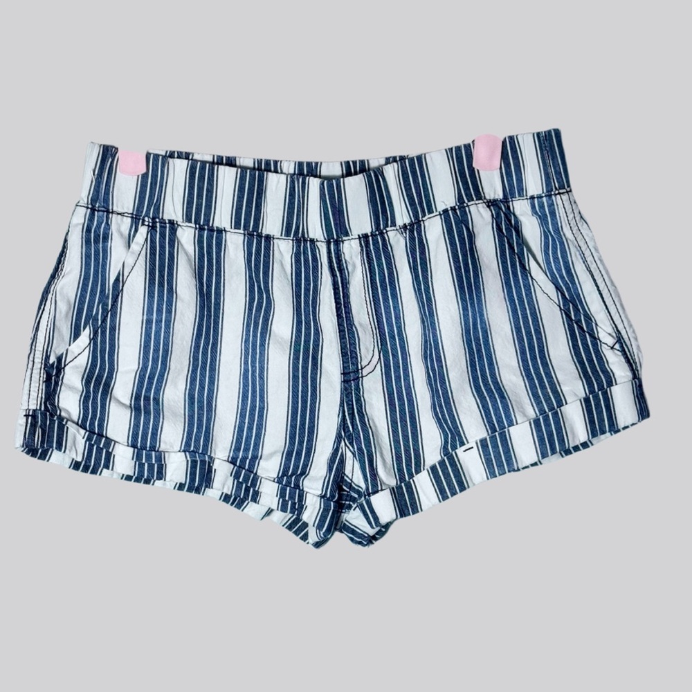 REWASH Women’s Navy‎ & White Striped Cotton Casual Shorts – Small